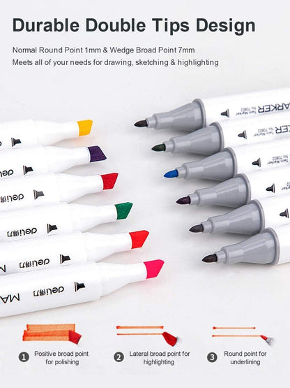 Dual Tip Acrylic Marker Set of 24 Shades