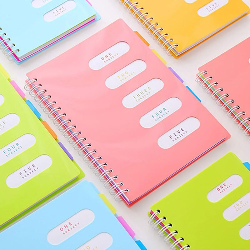 5-Subject College-Ruled Spiral Notebook with Dividers & Pockets - 200 Sheets