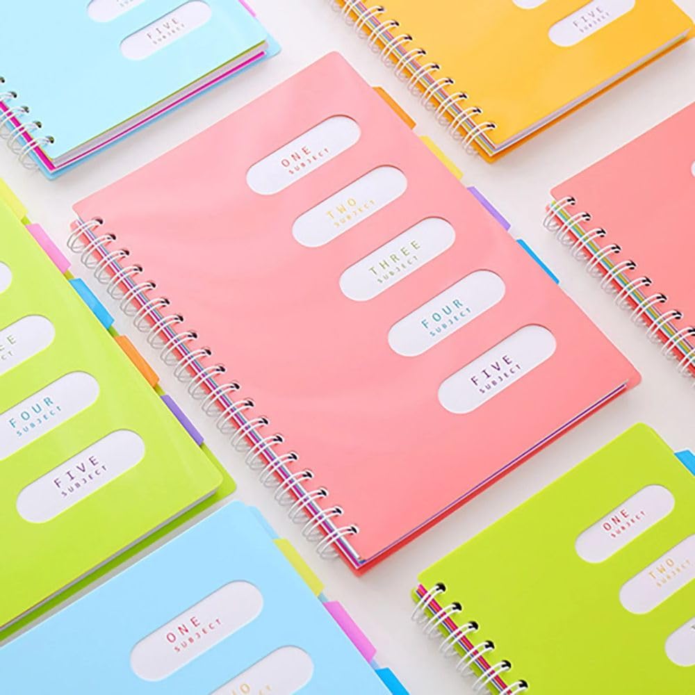 5-Subject College-Ruled Spiral Notebook with Dividers & Pockets - 200 Sheets