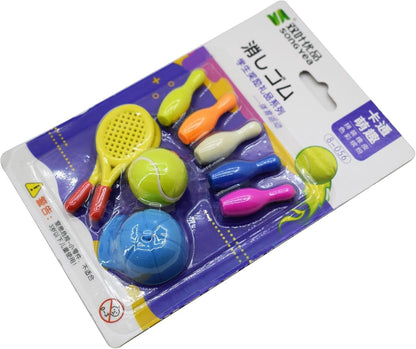 9-Piece Sports Theme Rubber Pencil Eraser Set