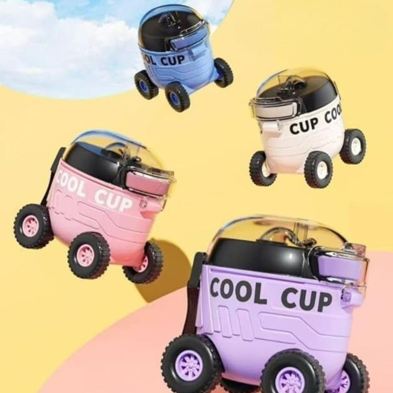 Car-Shaped Water Bottle with Wheels & Strap - 500ml