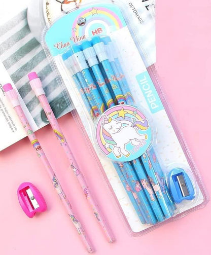 Cartoon Pencils With Eraser  & Shapner – Pack of 12