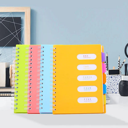 5-Subject College-Ruled Spiral Notebook with Dividers & Pockets - 200 Sheets