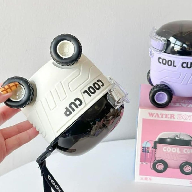 Car-Shaped Water Bottle with Wheels & Strap - 500ml