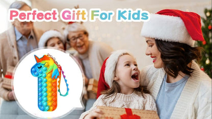 Pop-It Unicorn Pencil Case Fidget Toy with Zipper Pouch