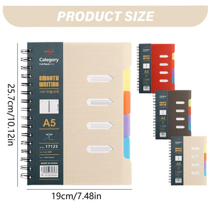 A5 Hardcover Spiral 4-Subject Notebook
