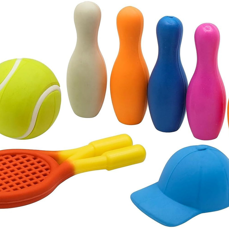 9-Piece Sports Theme Rubber Pencil Eraser Set