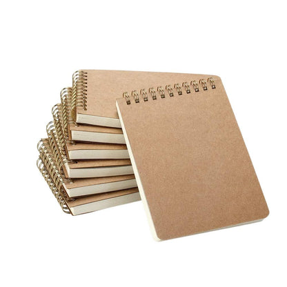 Kraft Cover Lay-Flat Top-Bottom Spiral Notebooks - A6 Size Pack of 5