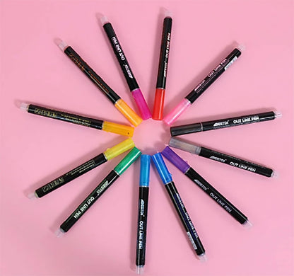 Double Line Outline Glitter Pens Set of 12