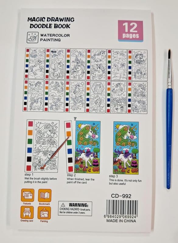 Unicorn Magic Drawing Doodle Book (12 Pages)