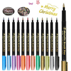Metallic Brush Pens – 12 Vibrant Shades