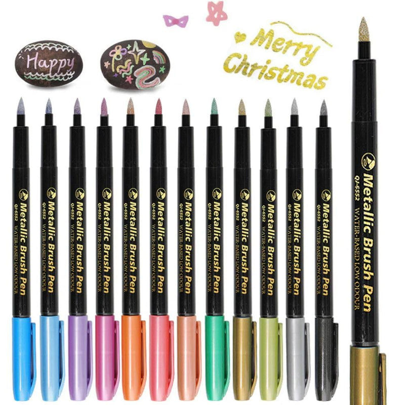 Metallic Brush Pens – 12 Vibrant Shades