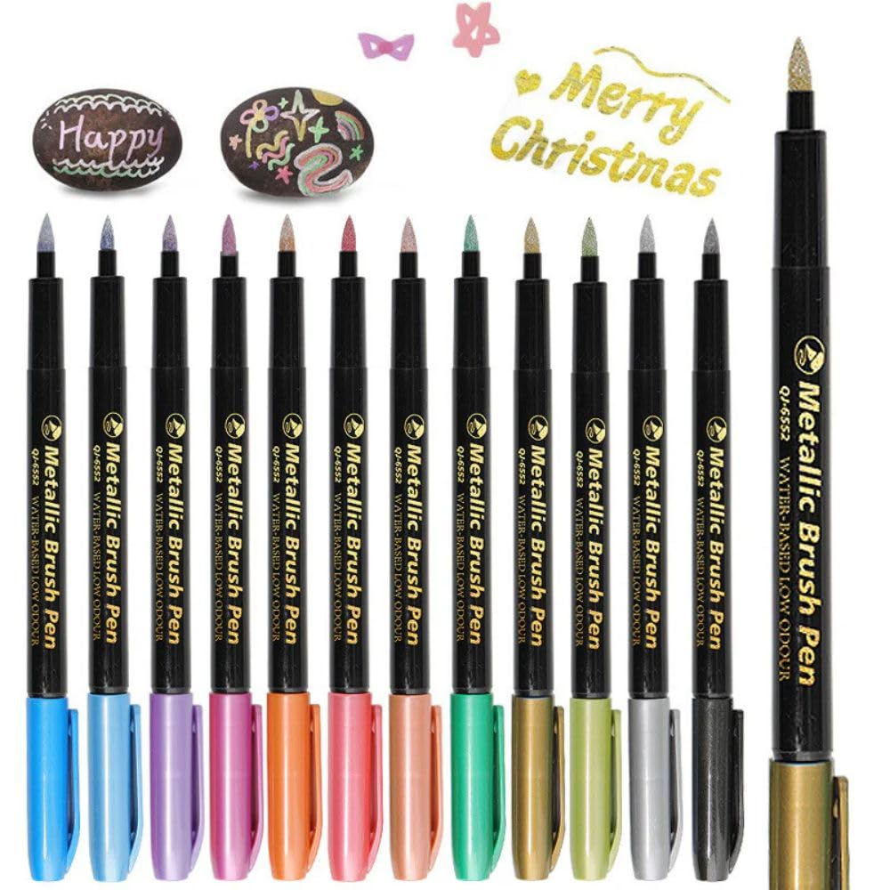 Metallic Brush Pens – 12 Vibrant Shades