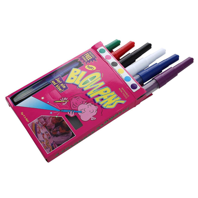 Blowpens Art Set with Stencil, Washable Non-Toxic, Ages 4+, Pink