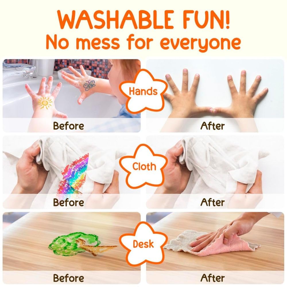 8 Colour Washable Non-Toxic Crayons