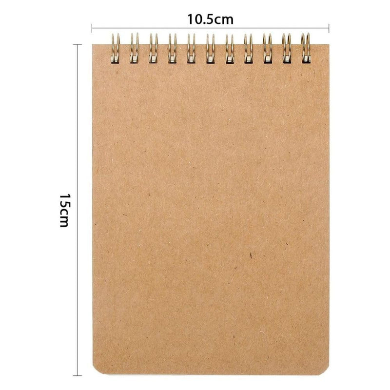 Kraft Cover Lay-Flat Top-Bottom Spiral Notebooks - A6 Size Pack of 5