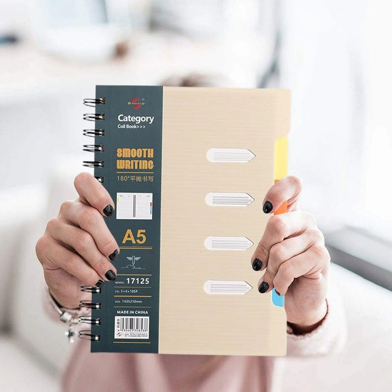 A5 Hardcover Spiral 4-Subject Notebook