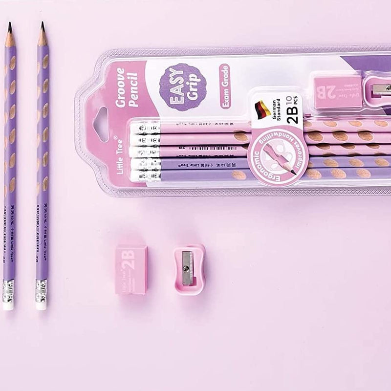 Triangular Drawing Pencils with Sharpener & Eraser