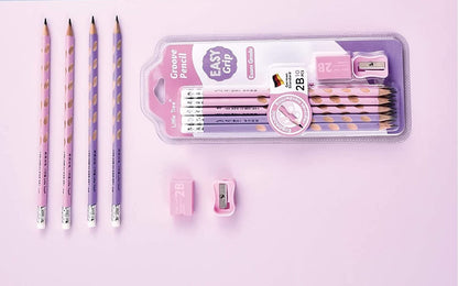 Triangular Drawing Pencils with Sharpener & Eraser