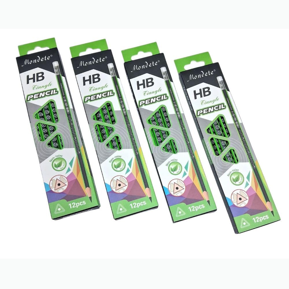 Green Triangle Wooden Graphite Pencil HB with Eraser