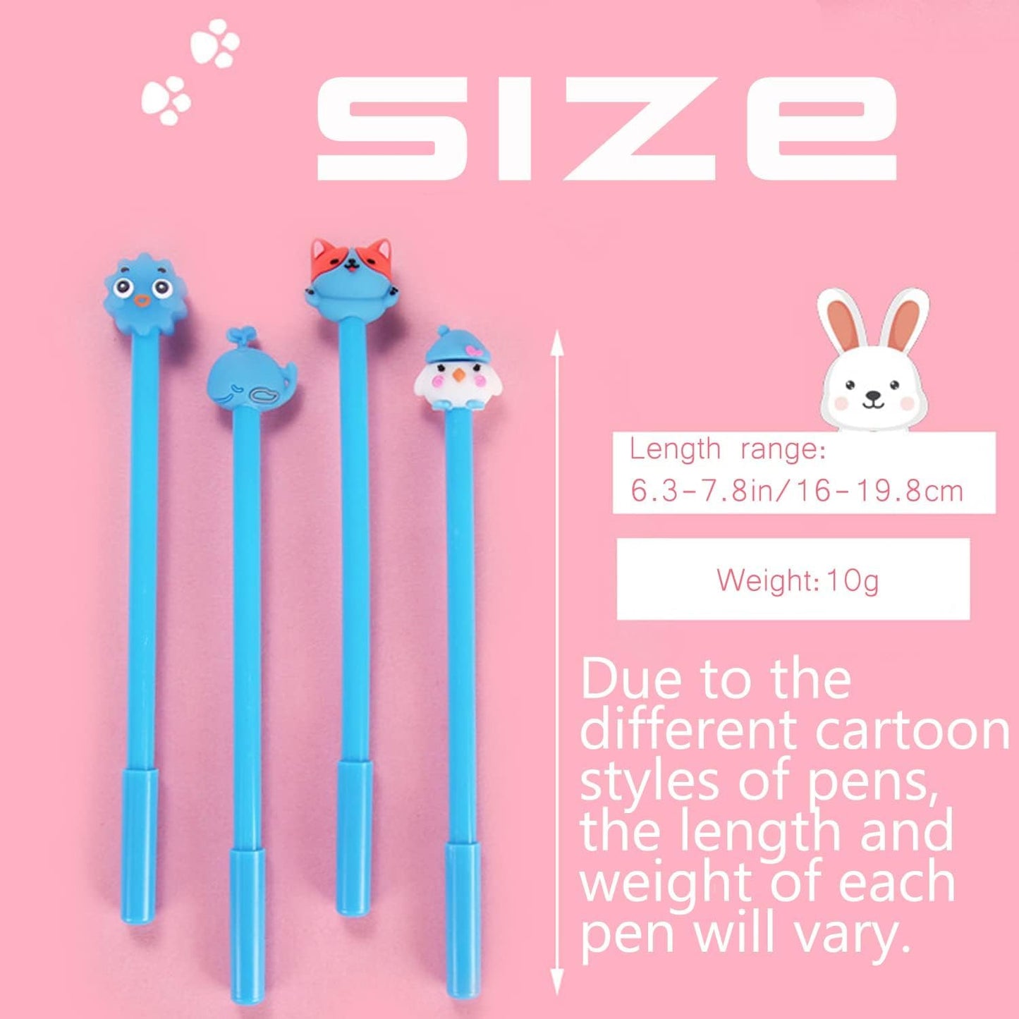 Cute Animal Gel Pens, 30 Pack Assorted Colors, Kawaii Character Designs, 0.5mm Writing Point