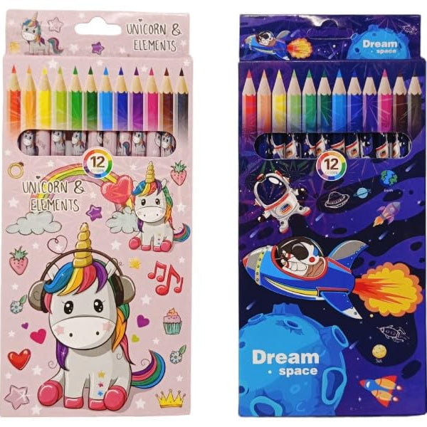 Unicorn & Space Colour Pencils (12-Pack)