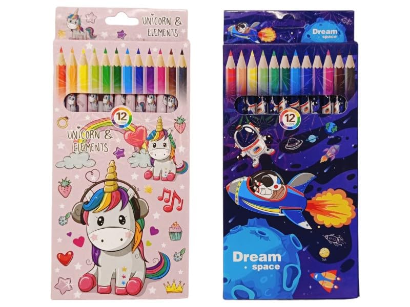 Unicorn & Space Colour Pencils (12-Pack)