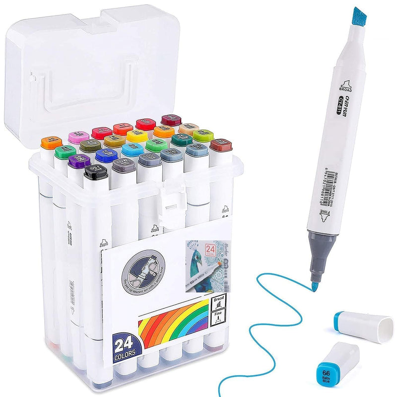 Dual Tip Acrylic Marker Set of 24 Shades