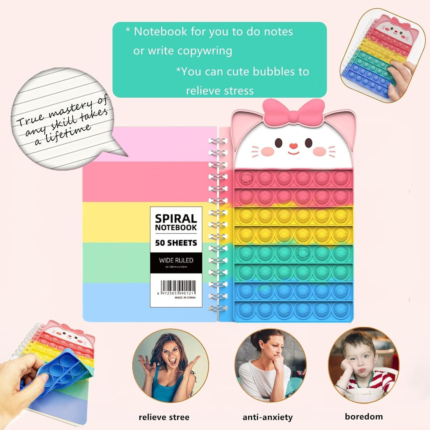 Pop Notebook, Push Bubble Spiral Notebook