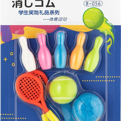 9-Piece Sports Theme Rubber Pencil Eraser Set