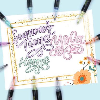 Double Line Outline Glitter Pens Set of 12