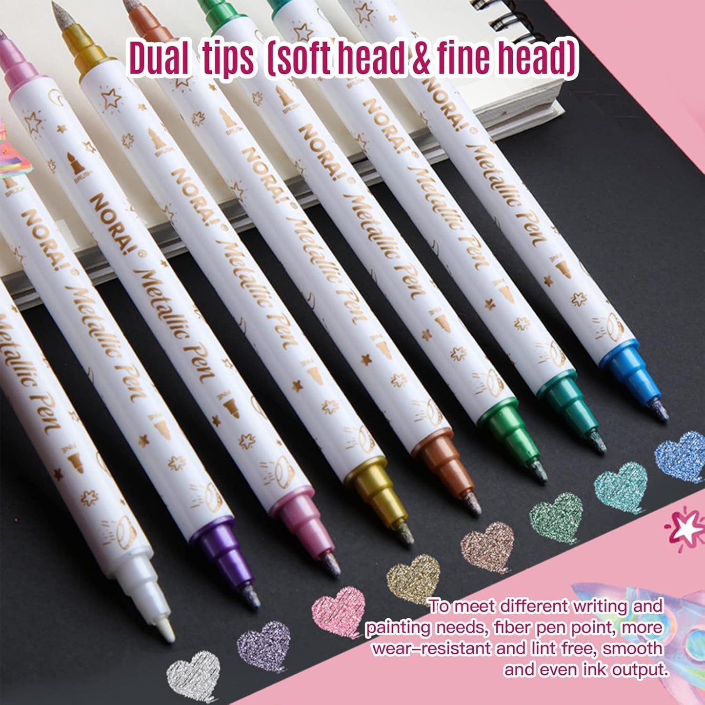 10-Color Dual Tip Highlighter Pens Set