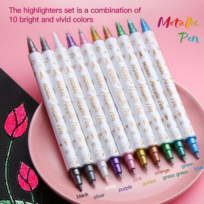 10-Color Dual Tip Highlighter Pens Set