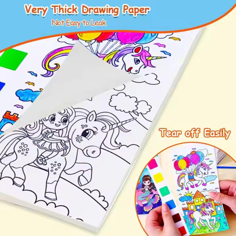 Unicorn Watercolour Colouring Book (12 Sheets)