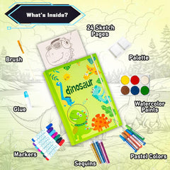 Dinosaur Theme Sketch & Coloring Art Kit