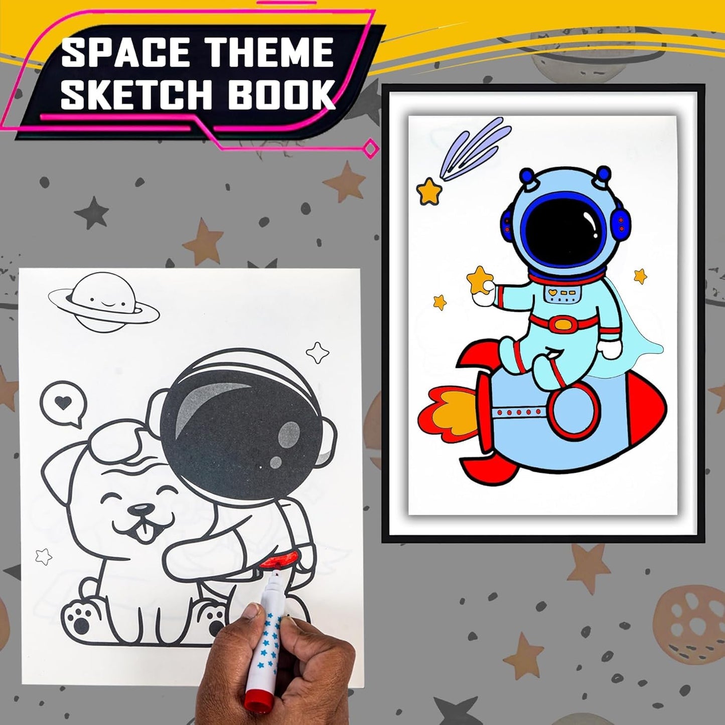 Space Theme Sketch & Coloring Art Kit