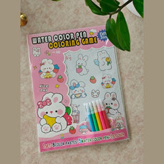 Kids Coloring Kit – 5 Water Sketches + 4 Double-Sided Coloring Cards + Stickers