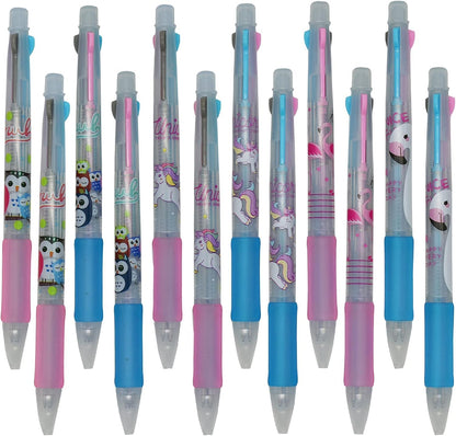 Cute Animal Design Gel Pens - Pack of 12