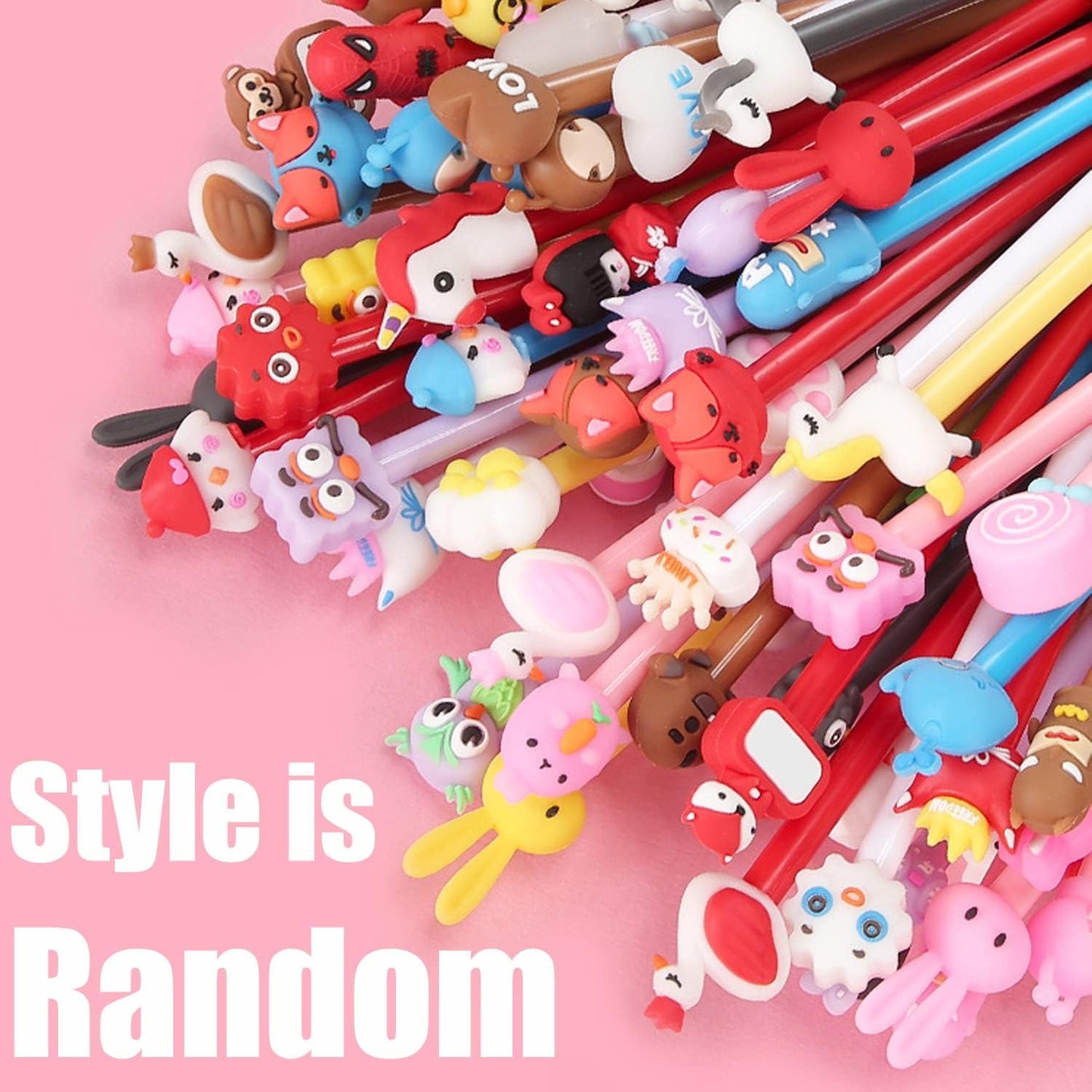 Cute Animal Gel Pens, 30 Pack Assorted Colors, Kawaii Character Designs, 0.5mm Writing Point