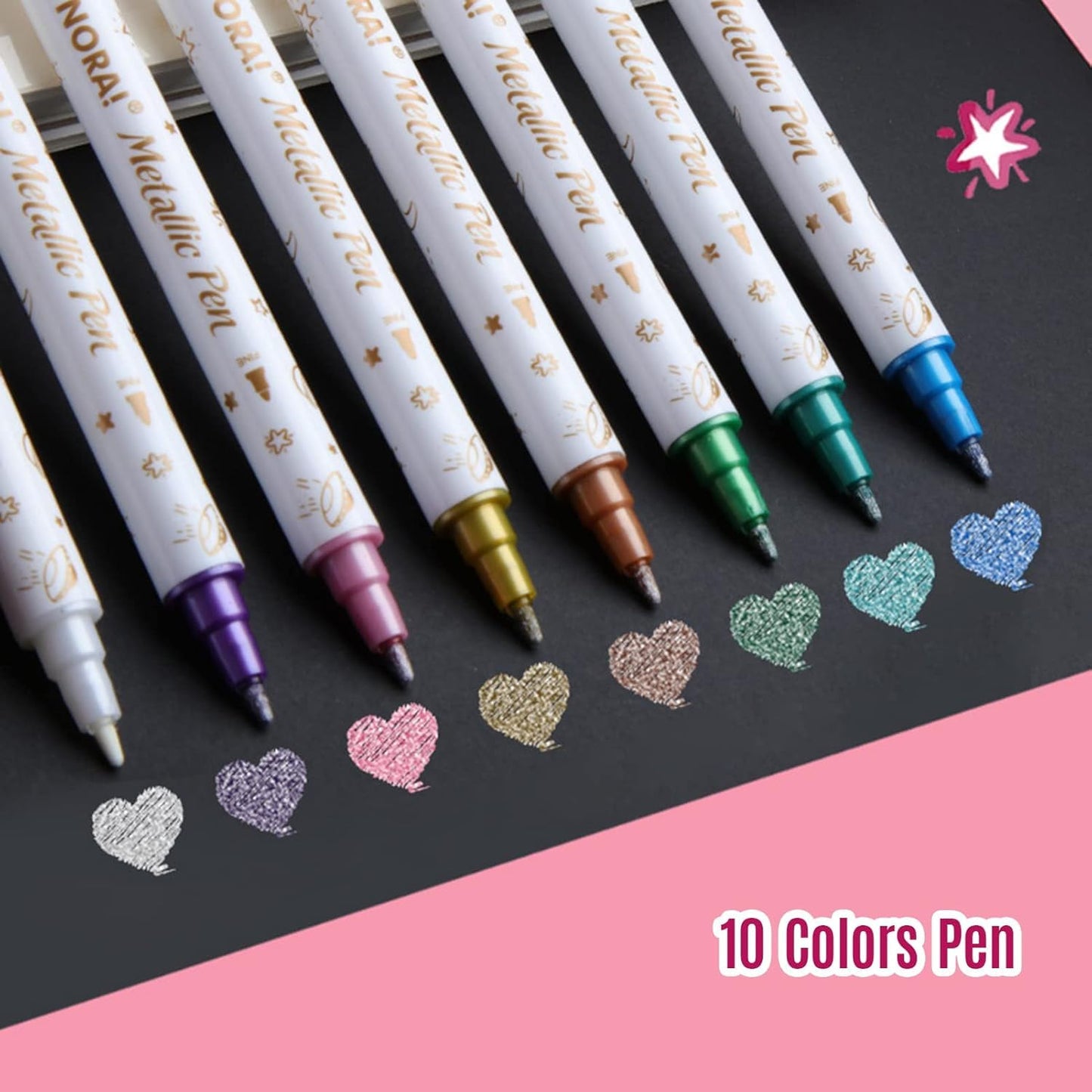 10-Color Dual Tip Highlighter Pens Set