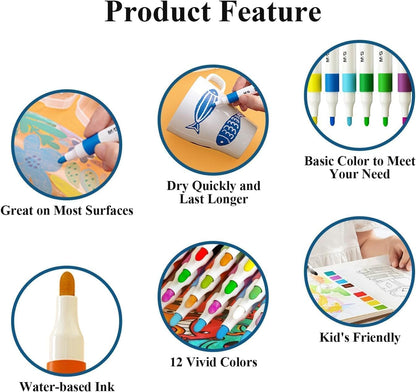 Waterproof Paint Markers (12-Color Set)
