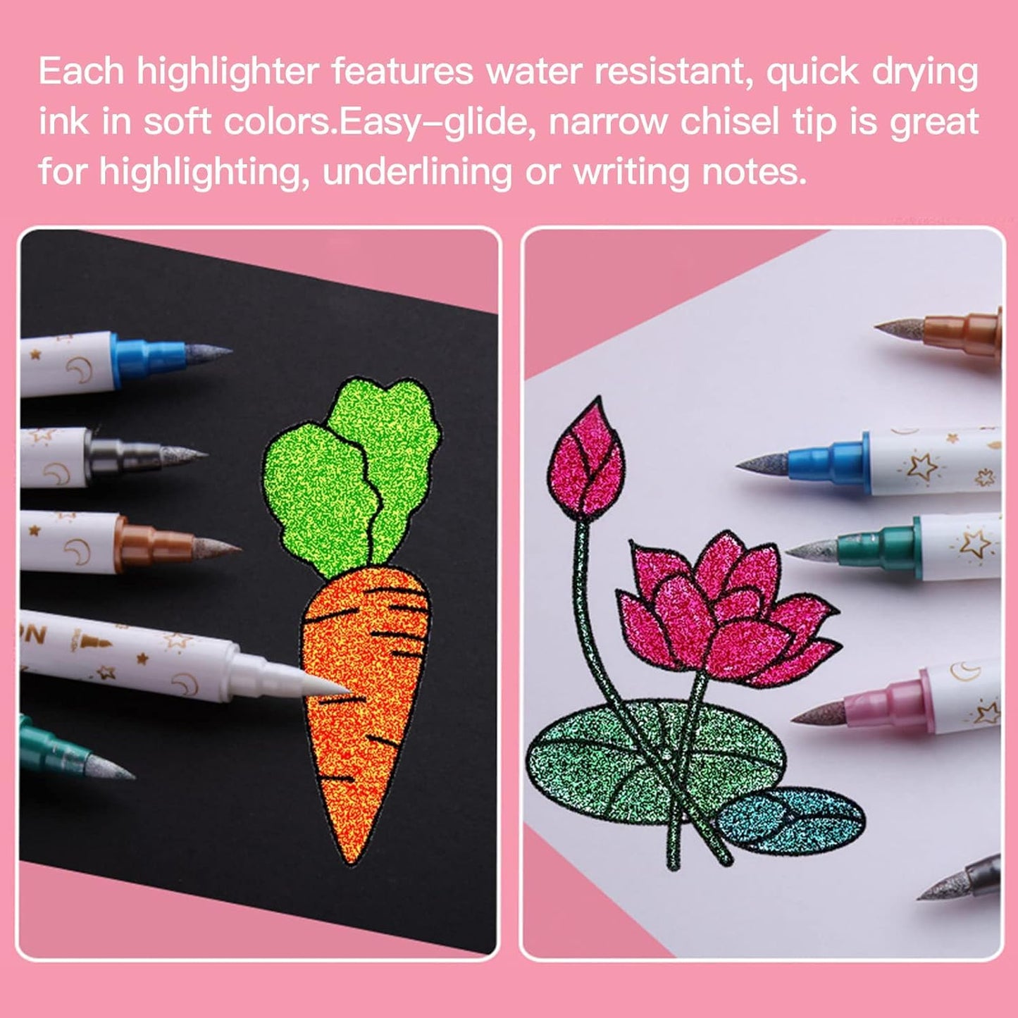 10-Color Dual Tip Highlighter Pens Set