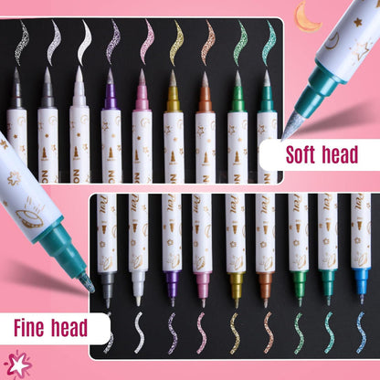 10-Color Dual Tip Highlighter Pens Set