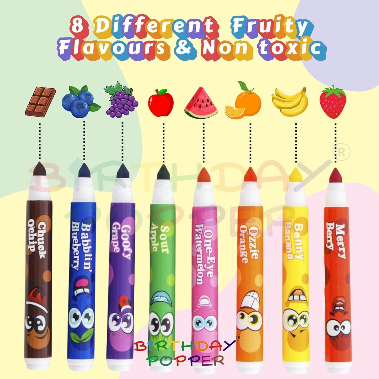 Fruity Smell Washable Pens for Kids (8-Color Set)