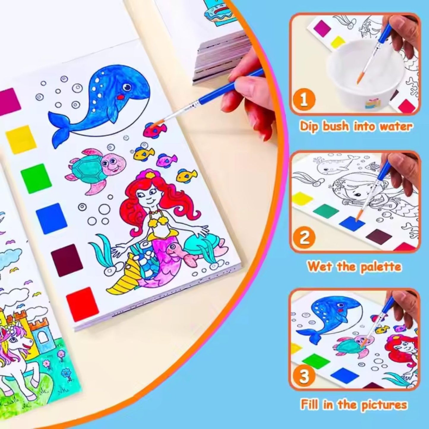 Unicorn Watercolour Colouring Book (12 Sheets)