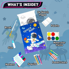 Space Theme Sketch & Coloring Art Kit