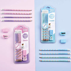 Triangular Drawing Pencils with Sharpener & Eraser