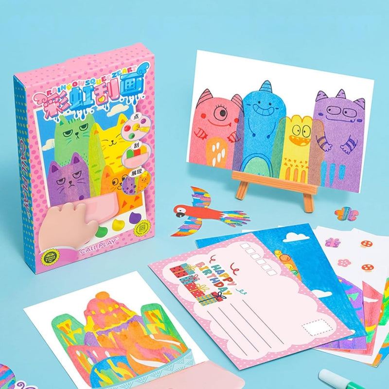 DIY Rainbow Scratch Art Postcard Set (20-Piece)