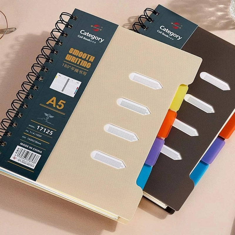 A5 Hardcover Spiral 4-Subject Notebook