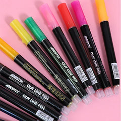 Double Line Outline Glitter Pens Set of 12